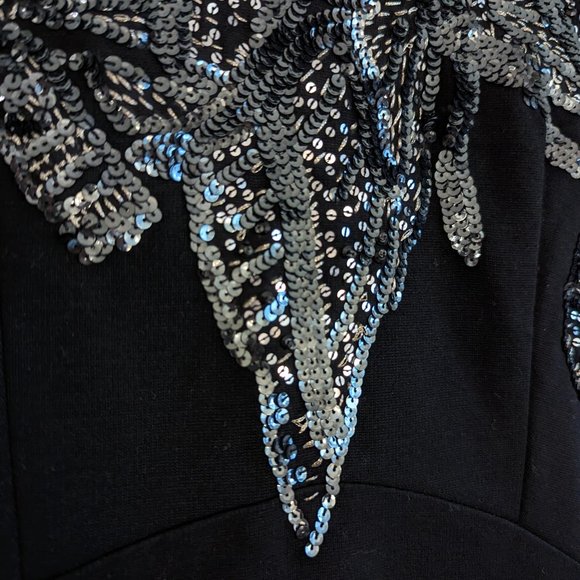 Sequin Black Short-Sleeve Bodycon Dress - Picture 4 of 7